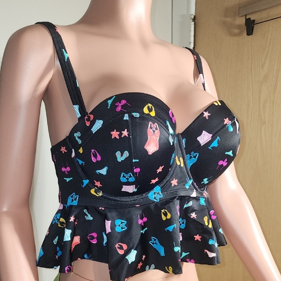 Torrid Black Bustier with Colorful Print - Picture 2 of 8